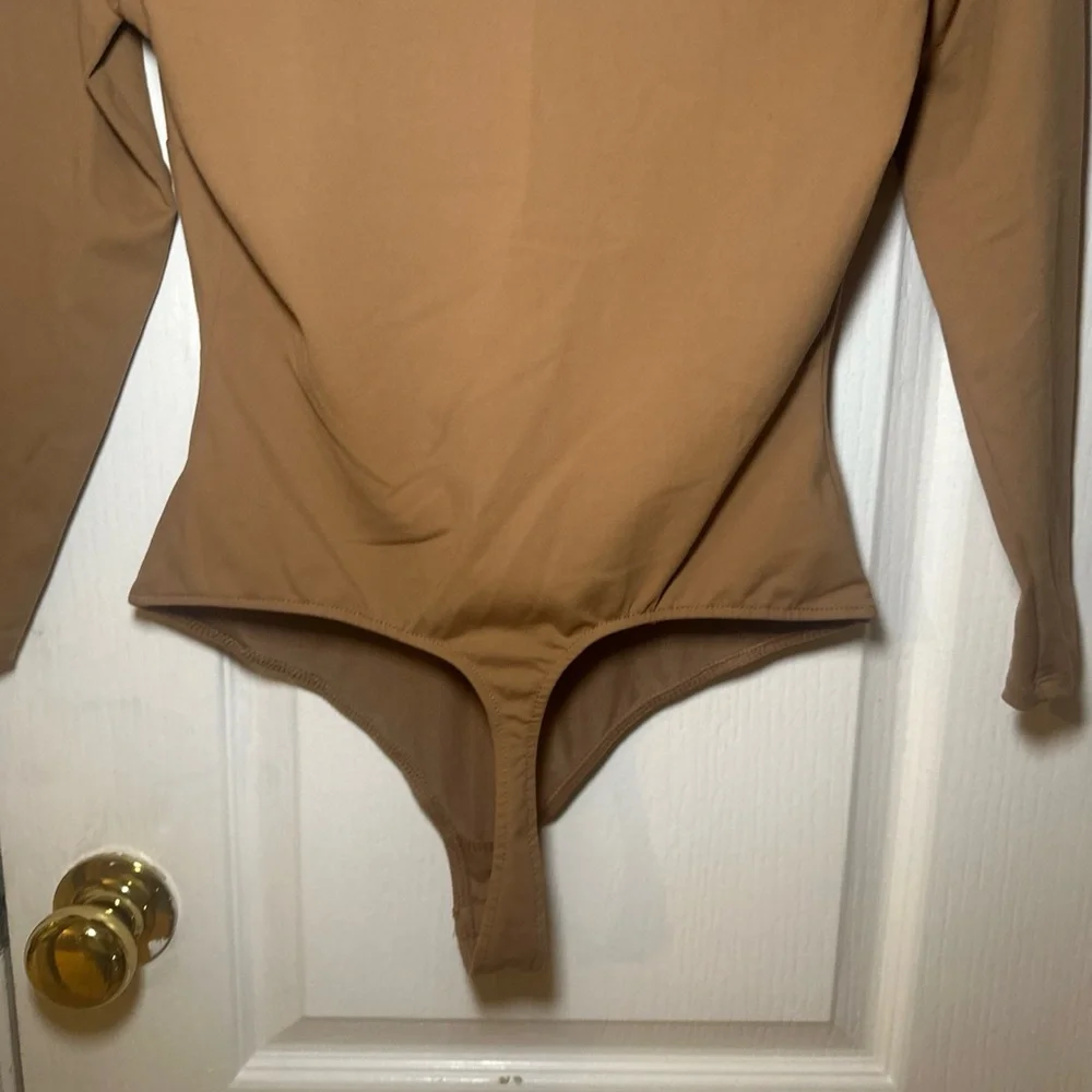 Intimately Free People Tan Neutral Long Sleeve Thong‎ Bodysuit. Women’s Small